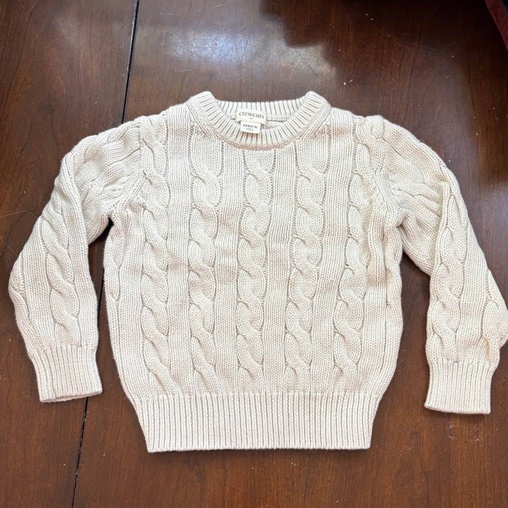 Crewcuts Cream Cable Knit Sweater XXS